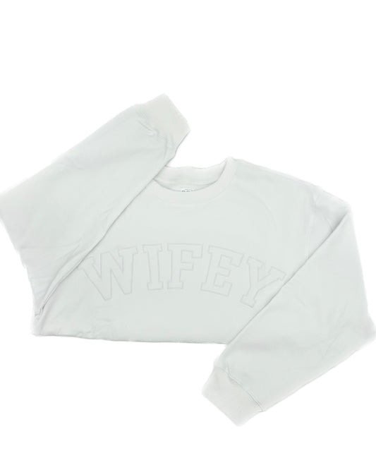 WIFEY Drop Shoulder Crewneck - WHITE
