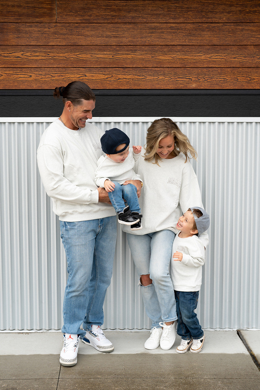 Pocket Placement "MAMA" Drop Shoulder Crewneck - HEATHER GRAY