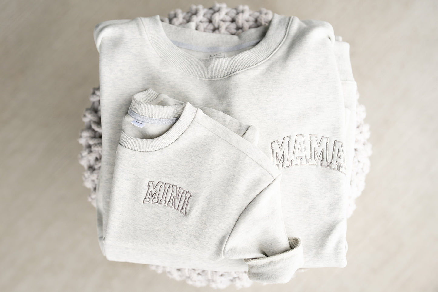 Pocket Placement "MAMA" Drop Shoulder Crewneck - HEATHER GRAY