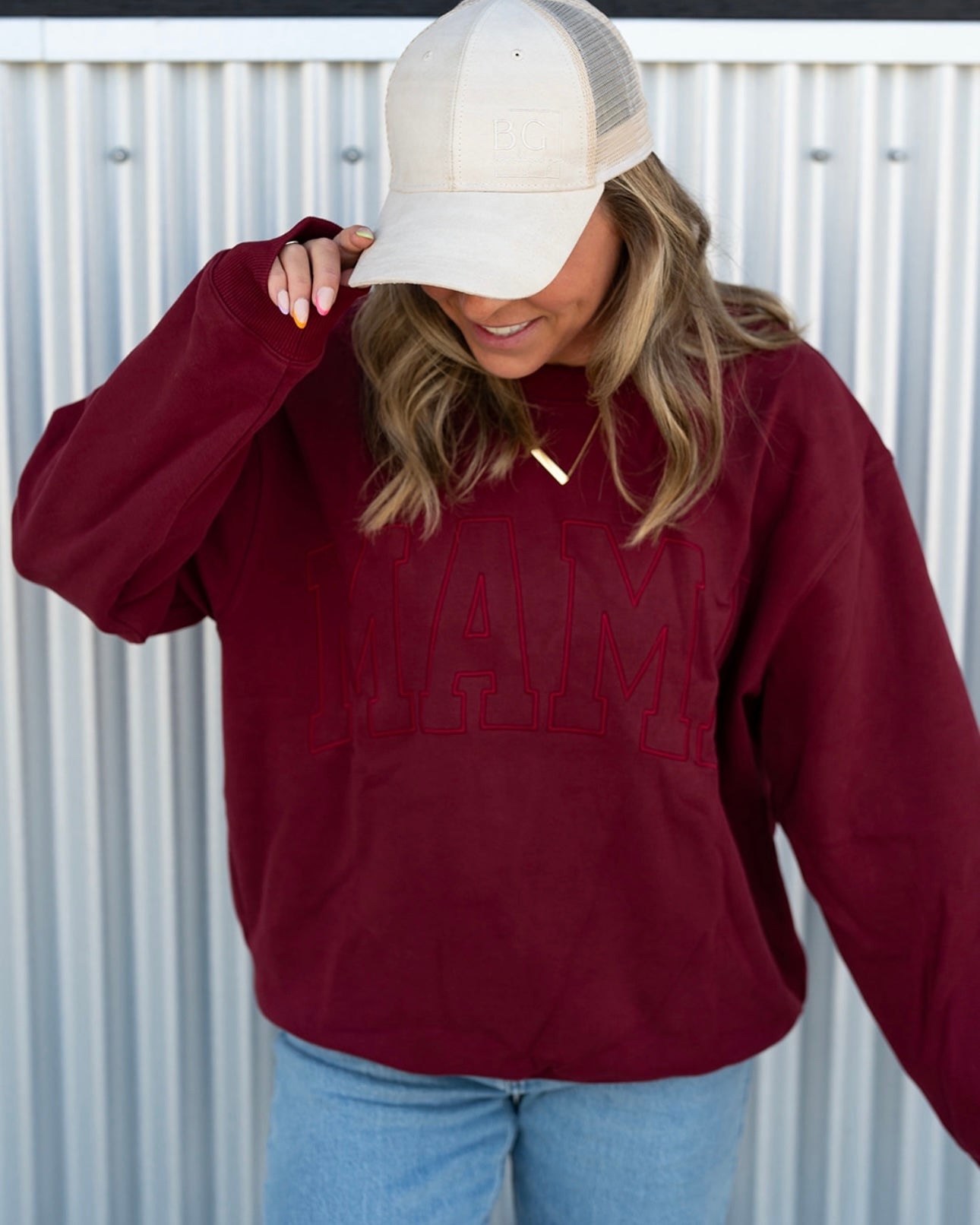 MAMA Drop Shoulder Crew - CRANBERRY *updated fit*