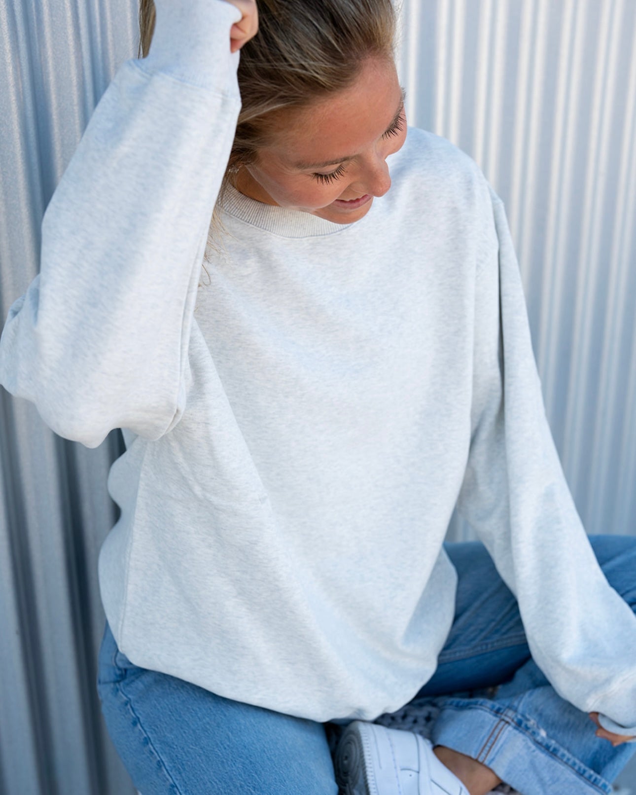 Drop Shoulder Crew - HEATHER GRAY - *updated fit*