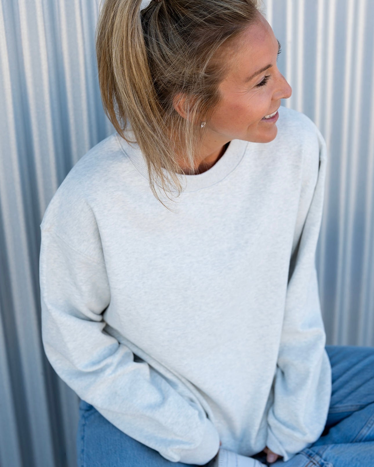 Drop Shoulder Crew - HEATHER GRAY - *updated fit*