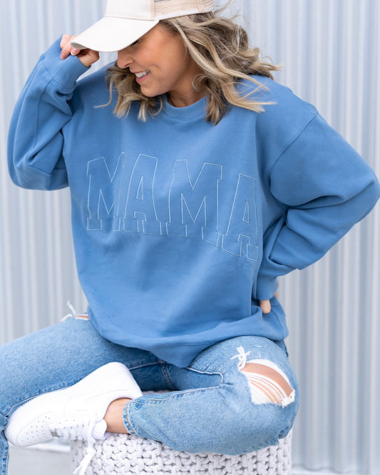 MAMA Drop Shoulder Crew - CAYDEN BLUE