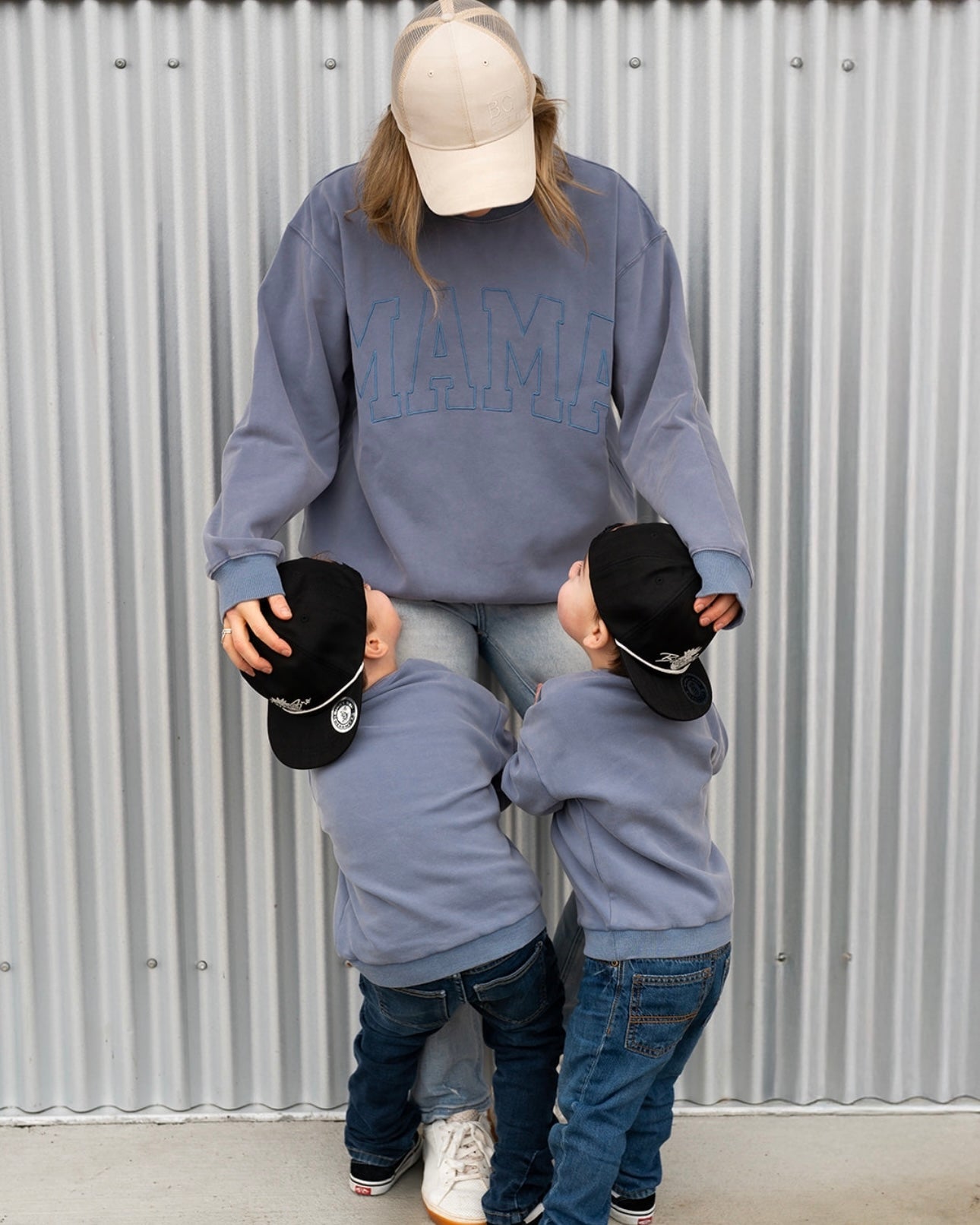 MAMA Drop Shoulder Crew - WASHED DENIM - *updated fit*