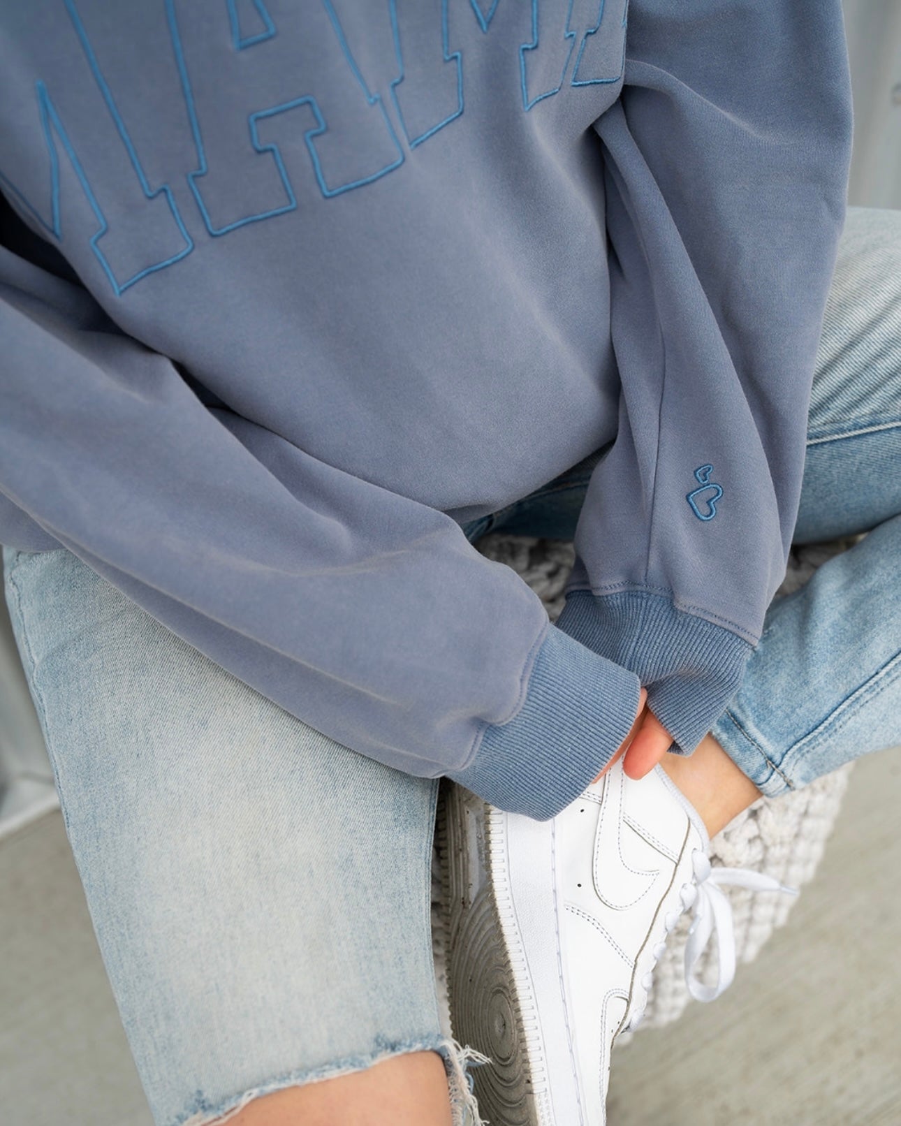 MAMA Drop Shoulder Crew - WASHED DENIM - *updated fit*