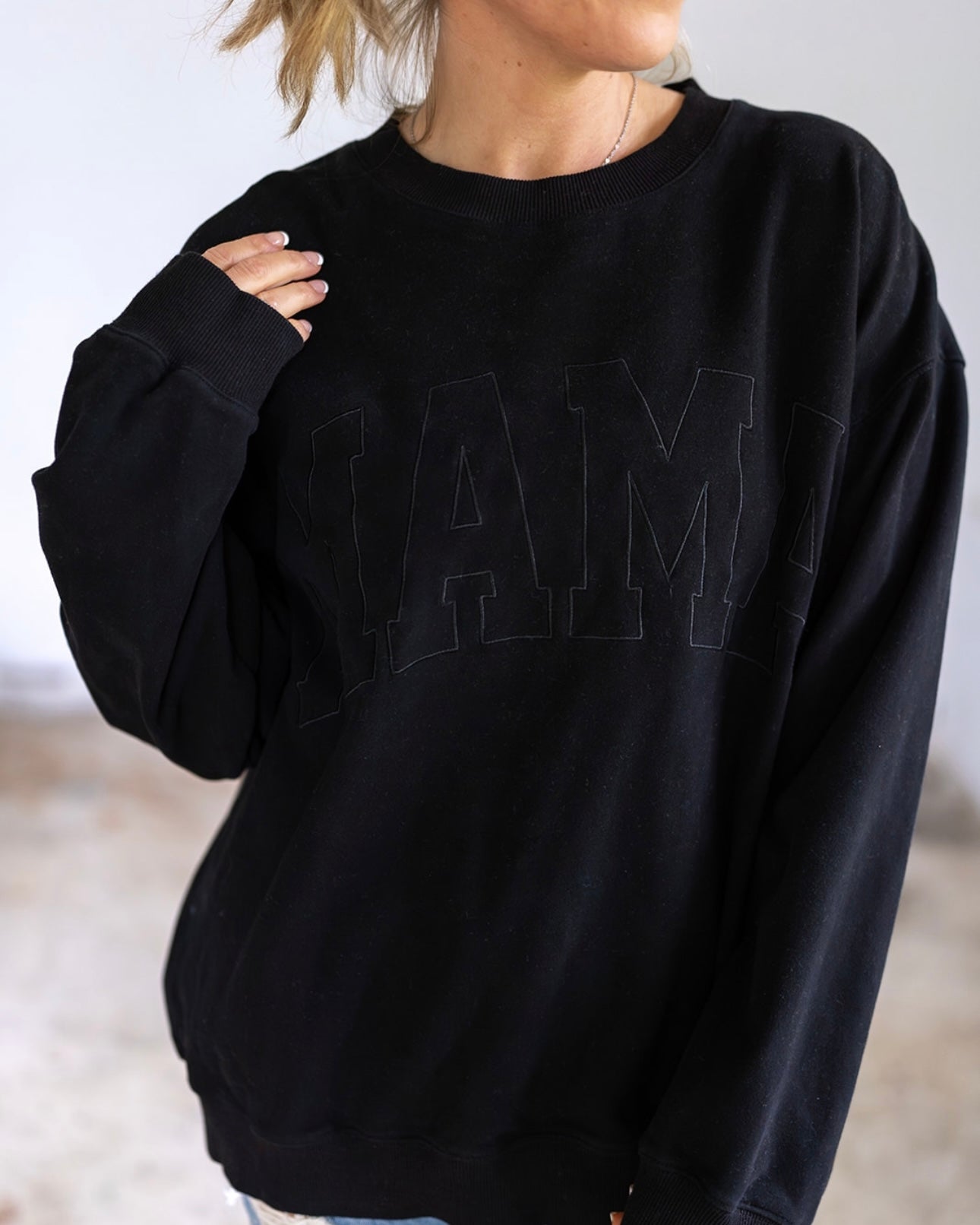 MAMA Drop Shoulder Crew - BLACK - *updated fit*
