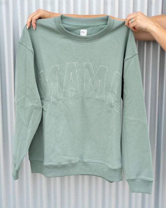 MAMA Drop Shoulder Crewneck - DUSTY SAGE