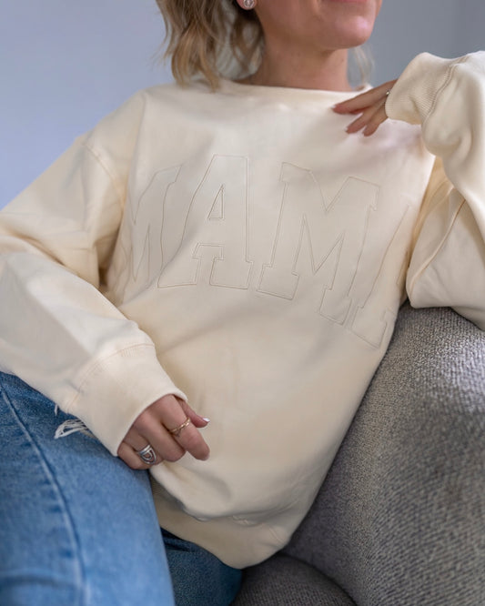 MAMA Drop Shoulder Crewneck - BUTTERCREAM