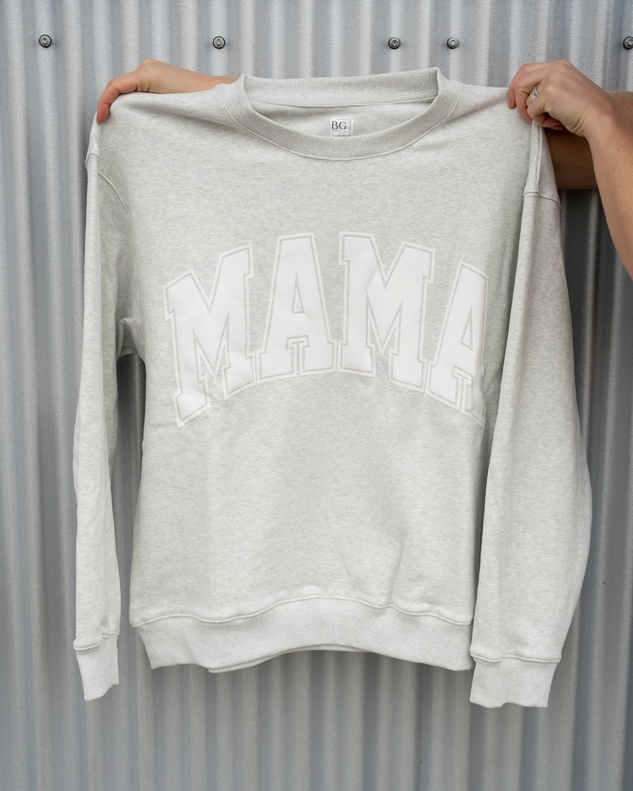MAMA Drop Shoulder Crew - White Suede Foam Heather Gray – Brooklyn