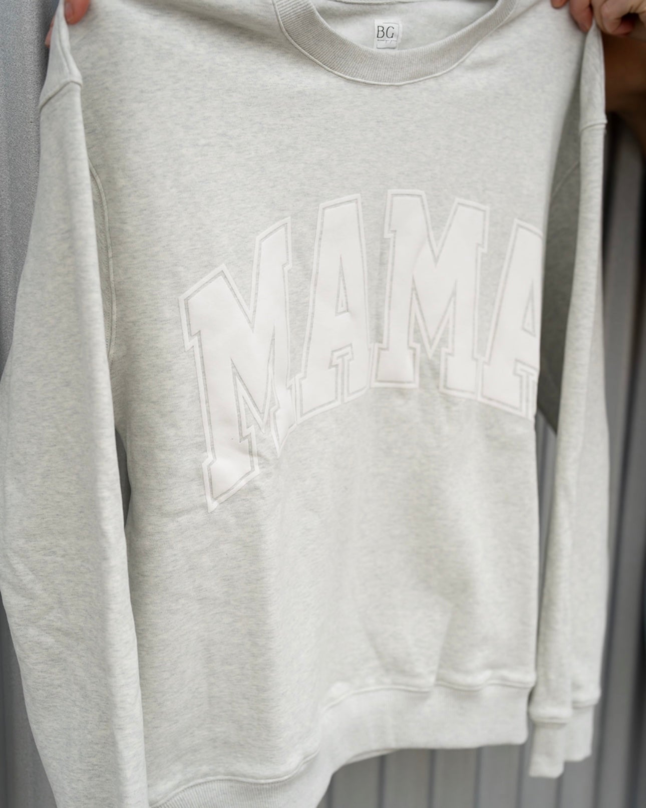 MAMA Drop Shoulder Crew - White Suede Foam Heather Gray