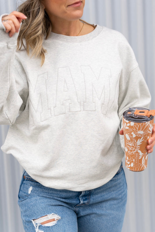 MAMA Drop Shoulder Crew - HEATHER GRAY