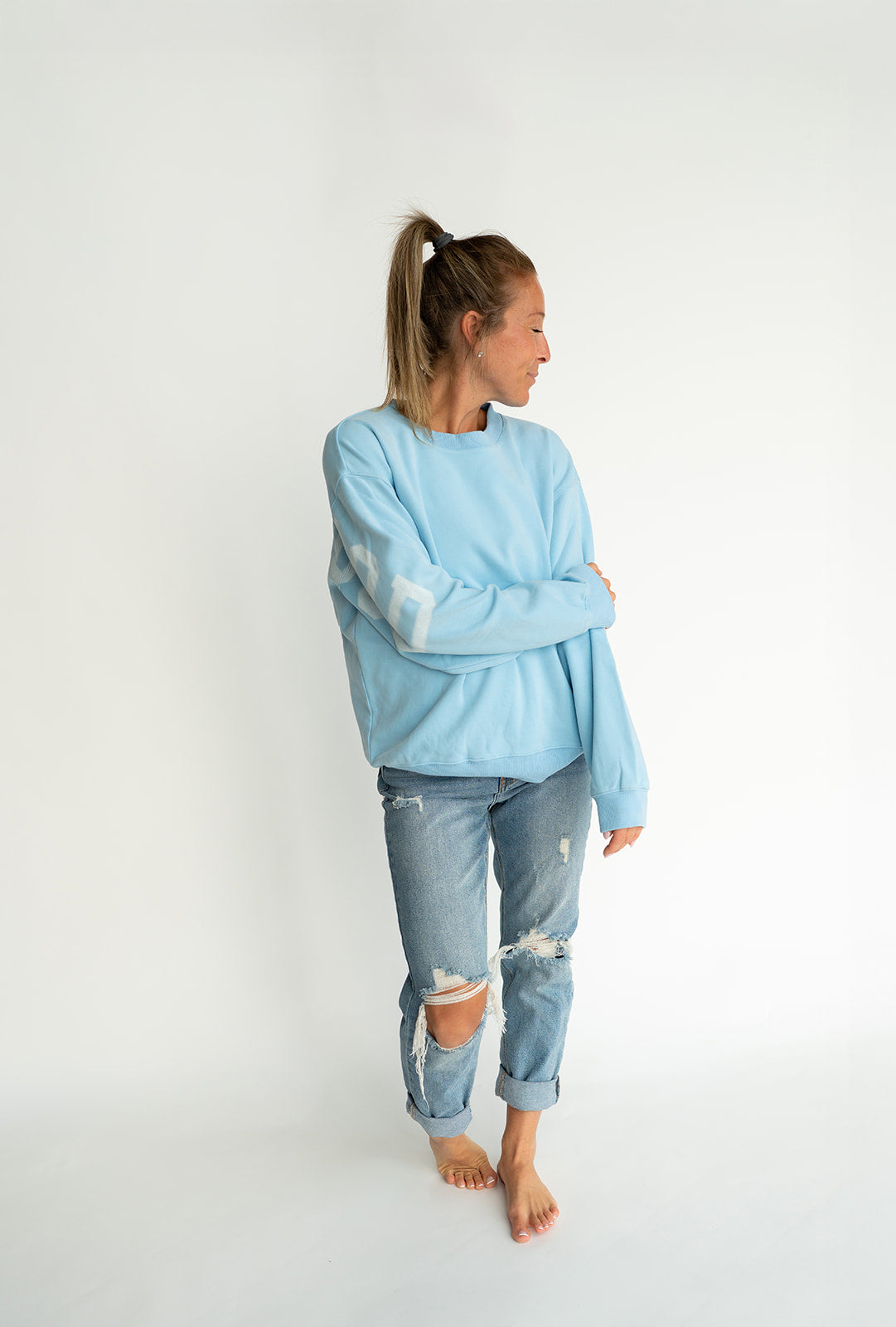 Oversized MOTHERHOOD Crewneck - SKY BLUE