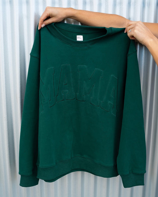 Oversized MAMA Crewneck - Emerald Green