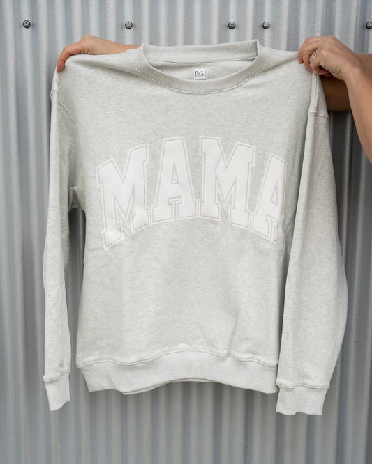 MAMA Drop Shoulder Crew - White Suede Foam Heather Gray