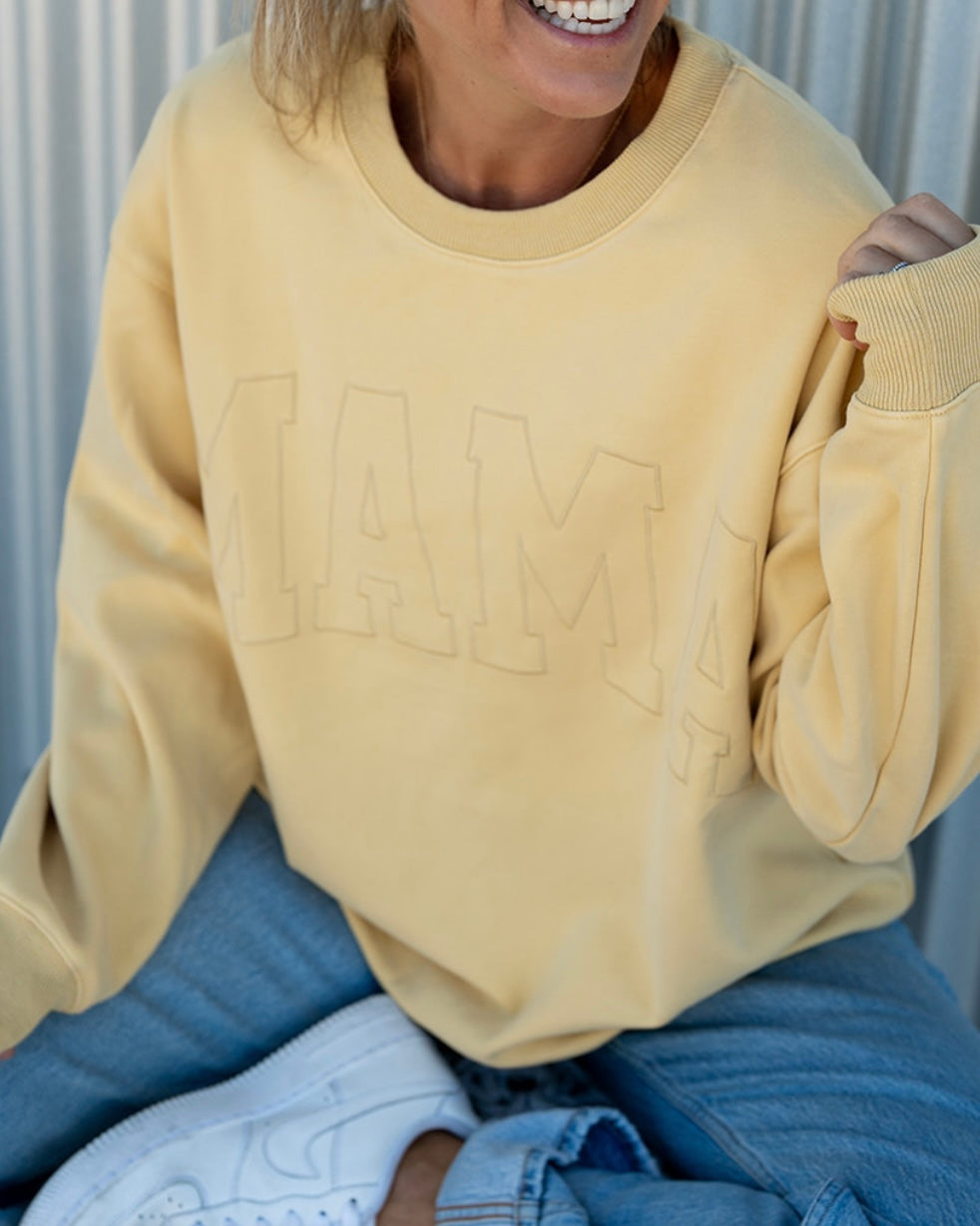 MAMA Drop Shoulder Crewneck - BUTTER YELLOW