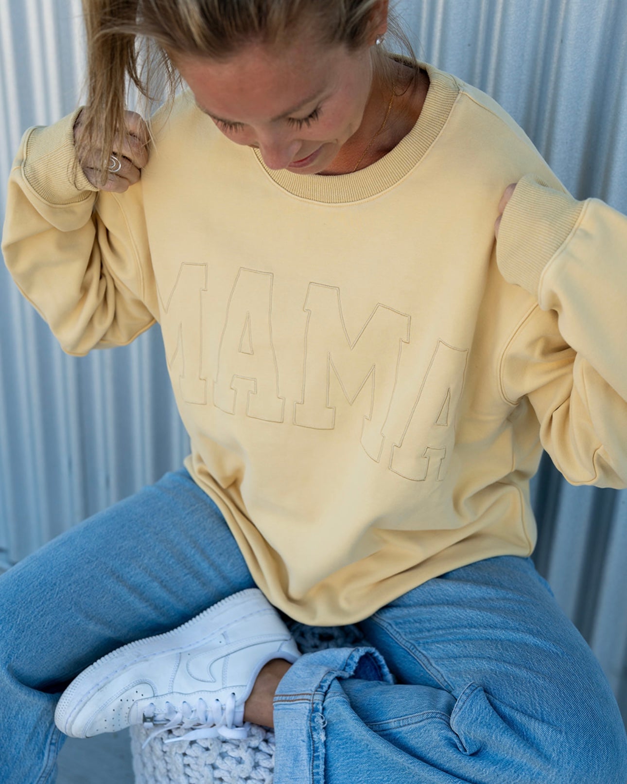 MAMA Drop Shoulder Crewneck - BUTTER YELLOW
