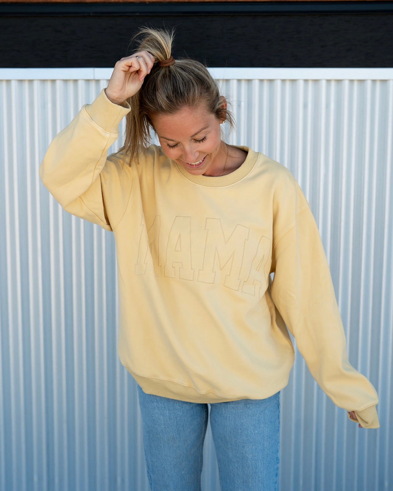 MAMA Drop Shoulder Crewneck - BUTTER YELLOW