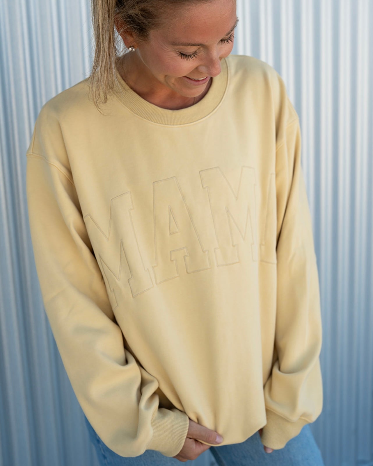 MAMA Drop Shoulder Crewneck - BUTTER YELLOW
