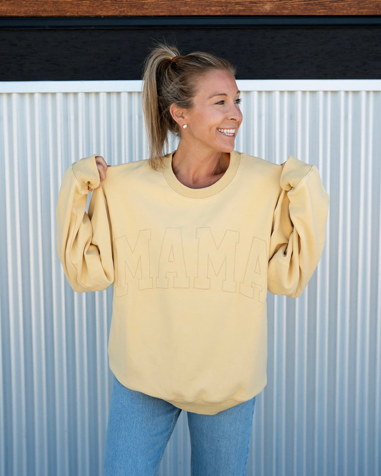 MAMA Drop Shoulder Crewneck - BUTTER YELLOW